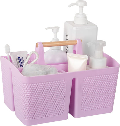 rejomiik Portable Shower Caddy Basket Plastic Cleaning Caddy Organizer Storage Tote with Handle for Bathroom, College, Dorm Room Essentials, White