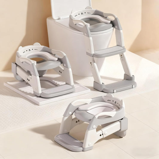 Potty Training Seat, Upgrade Toddler Toilet Seat for Kids Boys Girls, 3 in 1 Potty Training Toilet with Step Stool Ladder-Non Slip Foldable (Purple+Pink)