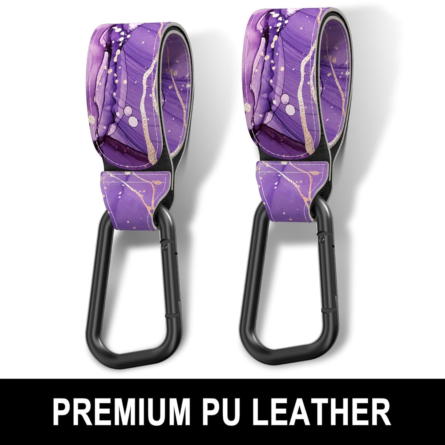 Baby Stroller Hooks for Hanging Bags, Universal Stroller Clips Accessories, Mommy Hook for Diaper Bag, Shopping Cart, Purse, Backpack - 2 Pack, Abstract Leaf