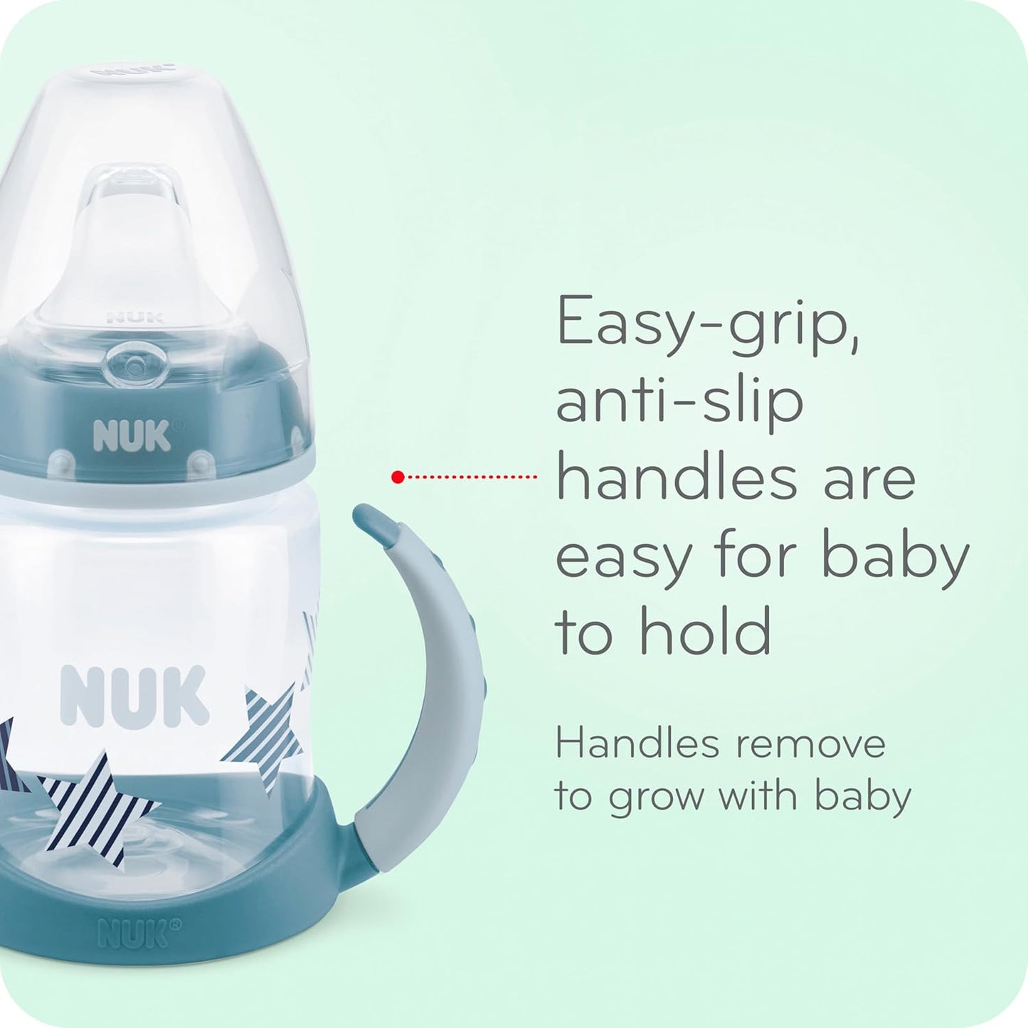NUK Learner Cup, 5 Oz, Pack of 2, Pink Hearts, Soft Spout, Easy-Grip Handles, BPA Free, Spill Proof, Transition Sippy Cup