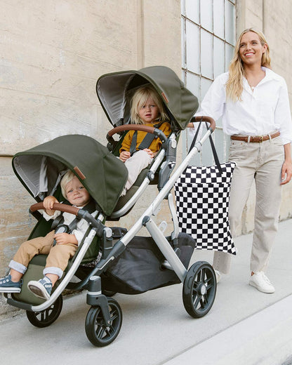ALVABABY 2 Pack Large Wet Dry Bag Waterproof Hanging Cloth Diaper with Double Zippered Pockets 25x18 inches (Feather & Stripe)