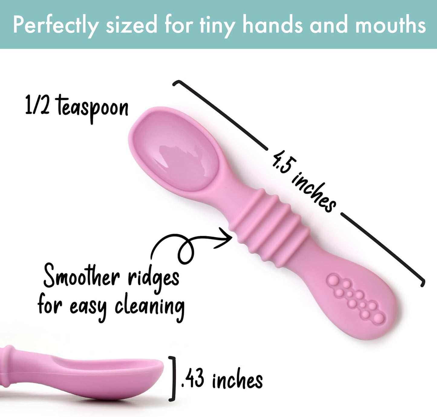 PrimaStella Silicone Chew Spoon Set for Babies and Toddlers | Safety Tested | BPA Free | Baby Spoon 6 Pack (Blue/Green)