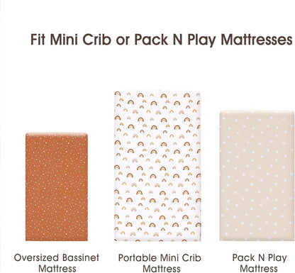 PHF 3 Pack Soft Mini Crib Sheets, Floral & Animal Pack N Play Sheets for Baby Boys Girls, No Slip Universal Fit for Pack N Play, Playard, Portable and Mini Crib Mattresses,Floral & Animal
