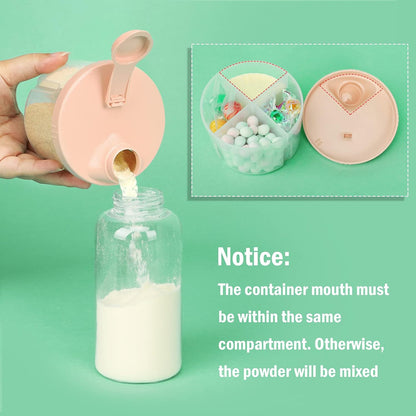 Accmor Baby Formula Dispenser On The Go, Non-Spill Rotating Four-Compartment Formula Container to Go, Milk Powder Kids Snack Container for Infant Toddler Travel Outdoor, Blue