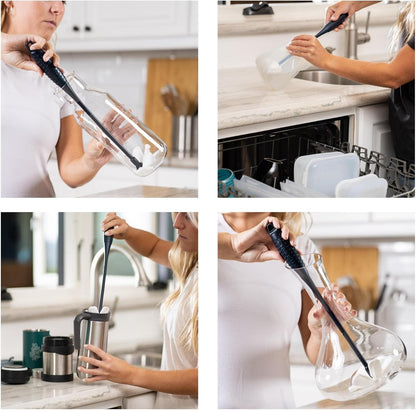 Drying Wand - Narrow Container Dryer (>1.25" Opening) - Water Bottle, Carafe, Wine Glass, Champagne Flute, Hydration Backpack Bladder, Reusable Bags - Rack Alternative. Patented.