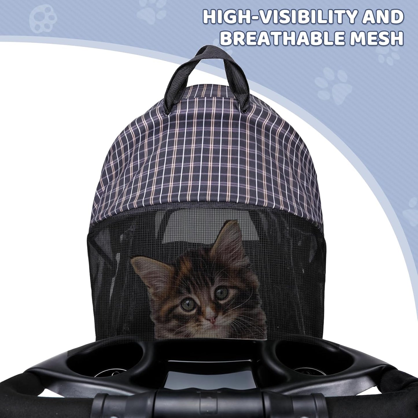 Magshion Compact Pet Stroller for Small-Medium Dogs/Cats up to 22lbs, 4-Wheel Lightweight Umbrella Shaped Portable Puppy Travel Jogger with Breathable Mesh, Cup Holder & Rear Storage, Black