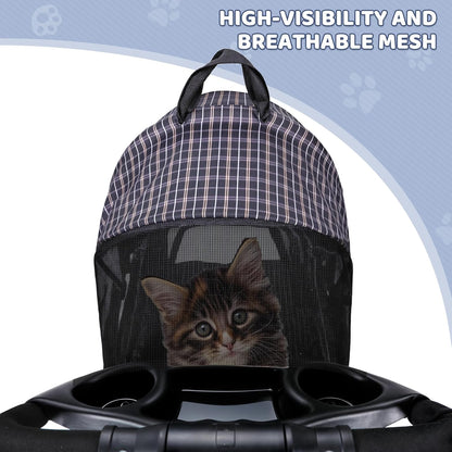 Magshion Compact Pet Stroller for Small-Medium Dogs/Cats up to 22lbs, 4-Wheel Lightweight Umbrella Shaped Portable Puppy Travel Jogger with Breathable Mesh, Cup Holder & Rear Storage, Black