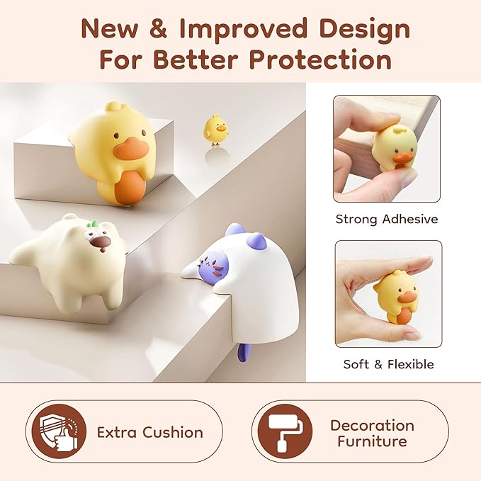Corner Protectors Guards 4-Pack Soft Edge Guards Adhesive Furniture Corner Guards Edge Safety Bumpers - Baby Proof Bumper Cushion to Cover Sharp Furniture Table Edges (Bear)