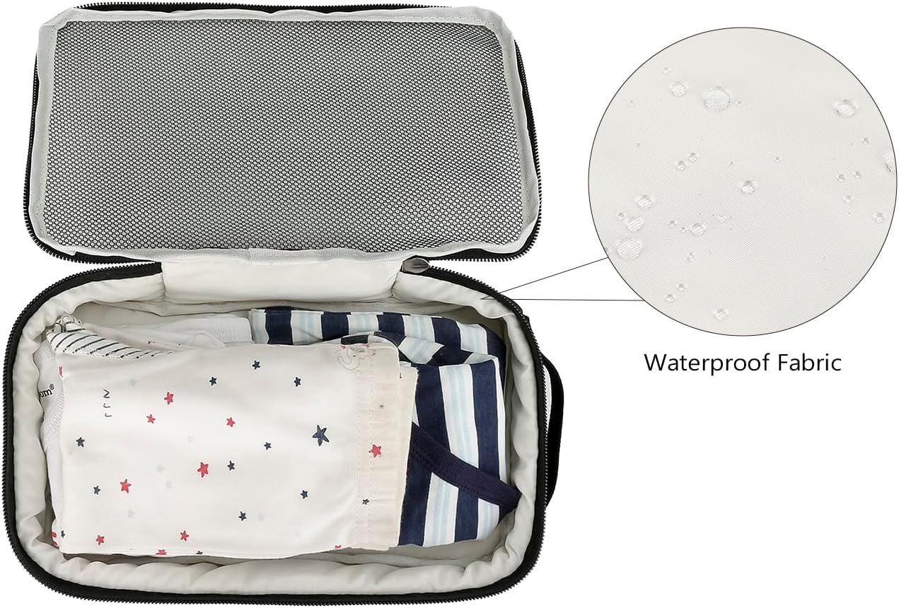 MOMIGO Baby Diaper Bag Organizer Pouches - 2 Pack Waterproof Pod Hanging Diaper Bag Mesh Bag Reusable, Washable or Baby Cloth Diapers (Black)