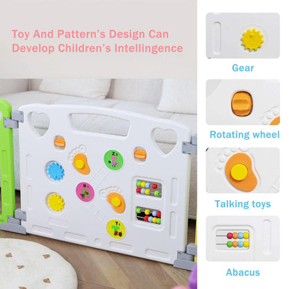 Baby Playpen Kids Activity Centre Safety Play Yard Home Indoor Outdoor New Pen (Multicolour) (White) (Macarons Classic Set 14 Panel)