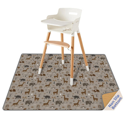 Blissful Diary Baby Splat Mat for Under High Chair, 50.4 x 50.4 Inch Wipeable Splash Mat, Waterproof and Washable, Anti-Slip Floor Protector, Retro Rainbow