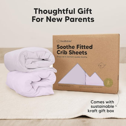 KeaBabies 2-Pack Organic Crib Sheets for Boys, Girls - 52x28 Fitted Crib Mattress Sheet Neutral, Breathable Jersey Cotton Cover for Baby Bed, Toddler Mattress, Soft & Cute Prints (Thistle)