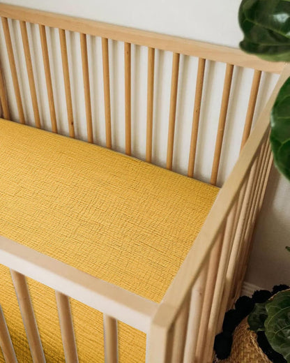 Muslin Bedside Bassinet Sheets 2 Pack, 33x20 Fitted Ultra Soft & Breathable Bedside Sleeper Sheets, Ideal for Baby Girl and Boy, Perfect for Newborns (Hopping Bunnies & Beige)