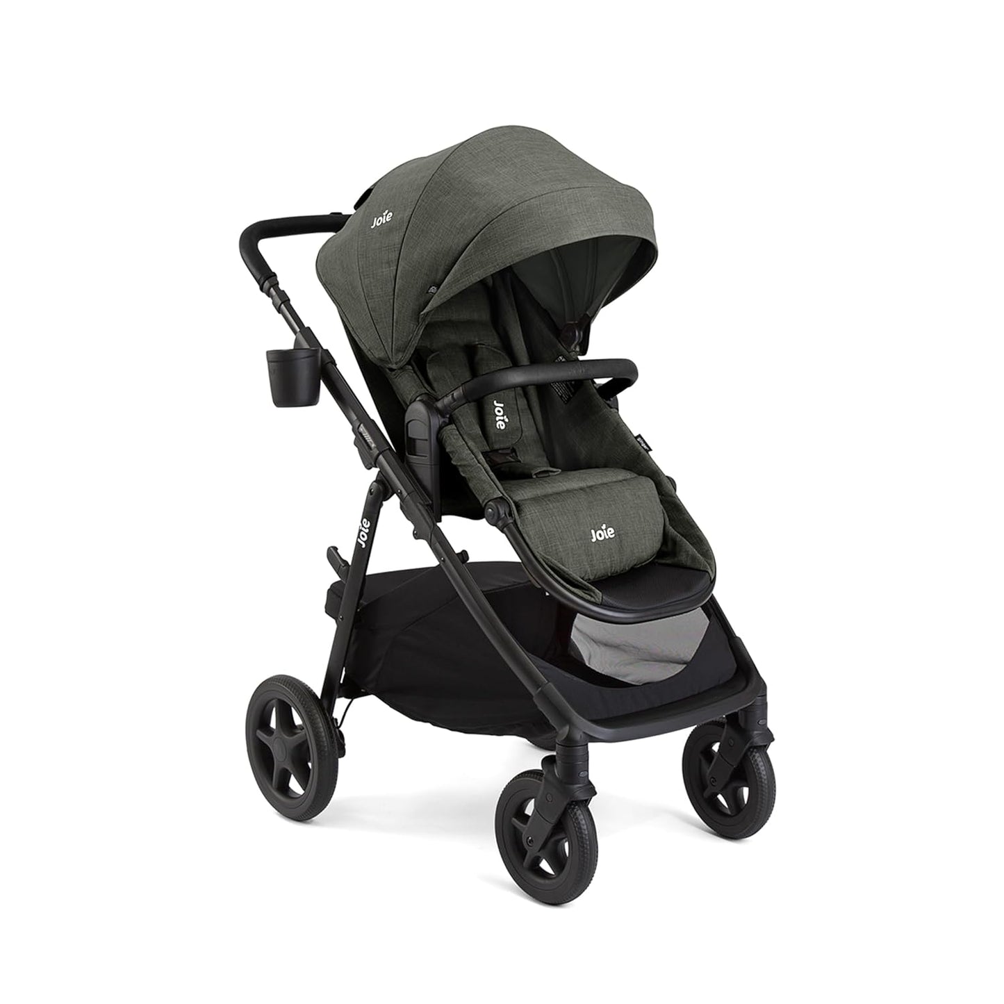 Joie Ginger 4-in-1 Convertible Pramette and Stroller with A Deep Recline, Height Adjustable seat, All-Terrain Wheels, Extra Storage – for Newborns and Toddlers (Shale Dark)