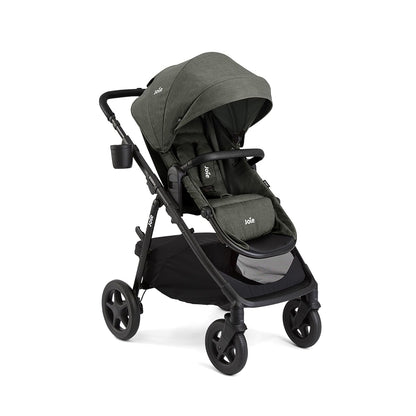 Joie Ginger 4-in-1 Convertible Pramette and Stroller with A Deep Recline, Height Adjustable seat, All-Terrain Wheels, Extra Storage – for Newborns and Toddlers (Shale Dark)