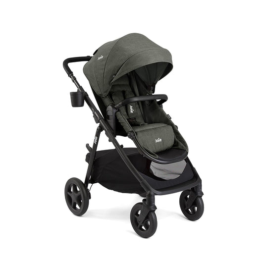 Joie Ginger 4-in-1 Convertible Pramette and Stroller with A Deep Recline, Height Adjustable seat, All-Terrain Wheels, Extra Storage – for Newborns and Toddlers (Shale Dark)