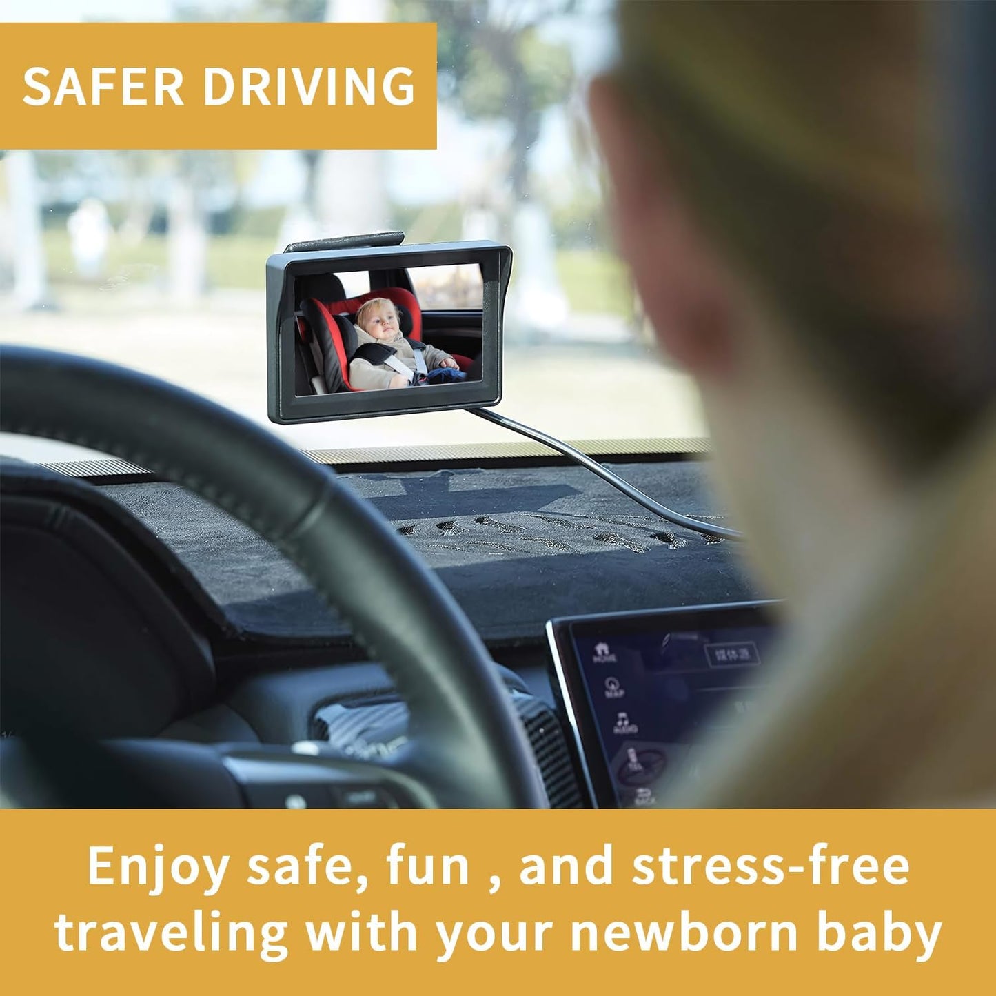 Itomoro Baby Car Camera, Easily Install Baby Car Mirror 1080P Clear Car Baby Camera for Rear Facing Seat Backseat 4.3 inch Display