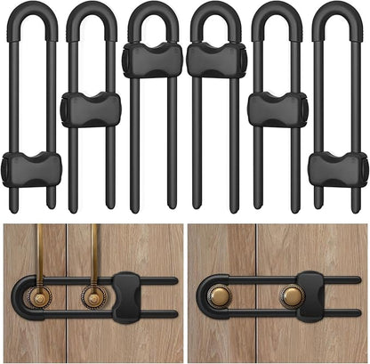 Cabinet Locks Baby Proofing,Child Proof Cabinet Locks,6 Pack Adjustable U Shaped Baby Proofing Cabinets,Child Locks for Cabinets and Drawers (Black)
