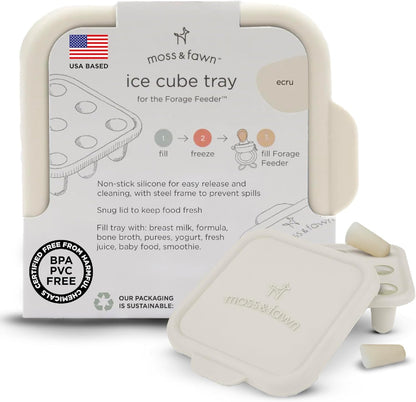 Moss and Fawn Ice Cube Tray - Forage Feeder Freezer & Teething Popsicle Mold for Breast Milk, Formula, Bone Broth, Purees, & Baby Food - BPA, Lead, & PVC-Free - Fern