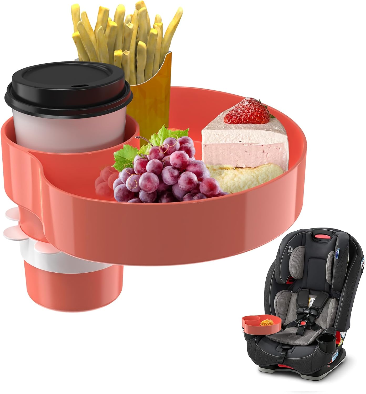 [2 Packs] Kids Car Seat Tray, Travel Tray with Cup Holder for Toddler Baby, Kids Car Seat Food Snack Organizer for Road Trip, Stroller snack Organizer Travel Must Haves Toddler Must Haves (Black)