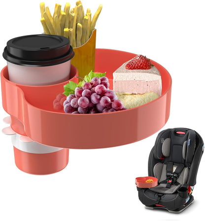[2 Packs] Kids Car Seat Tray, Travel Tray with Cup Holder for Toddler Baby, Kids Car Seat Food Snack Organizer for Road Trip, Stroller snack Organizer Travel Must Haves Toddler Must Haves (Black)
