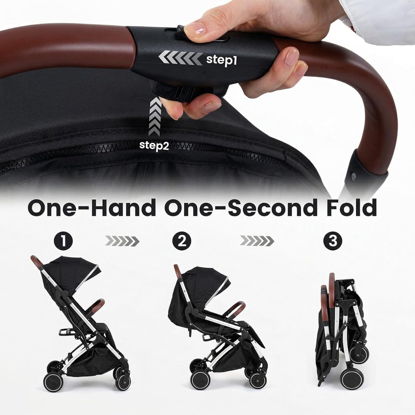 INFANS Travel Stroller, Lightweight Compact Baby Stroller for Airplane with One-Hand Fold, Multi-Position Recline, Canopy, 4 Wheel Suspension, Storage Basket (Grey+Black)