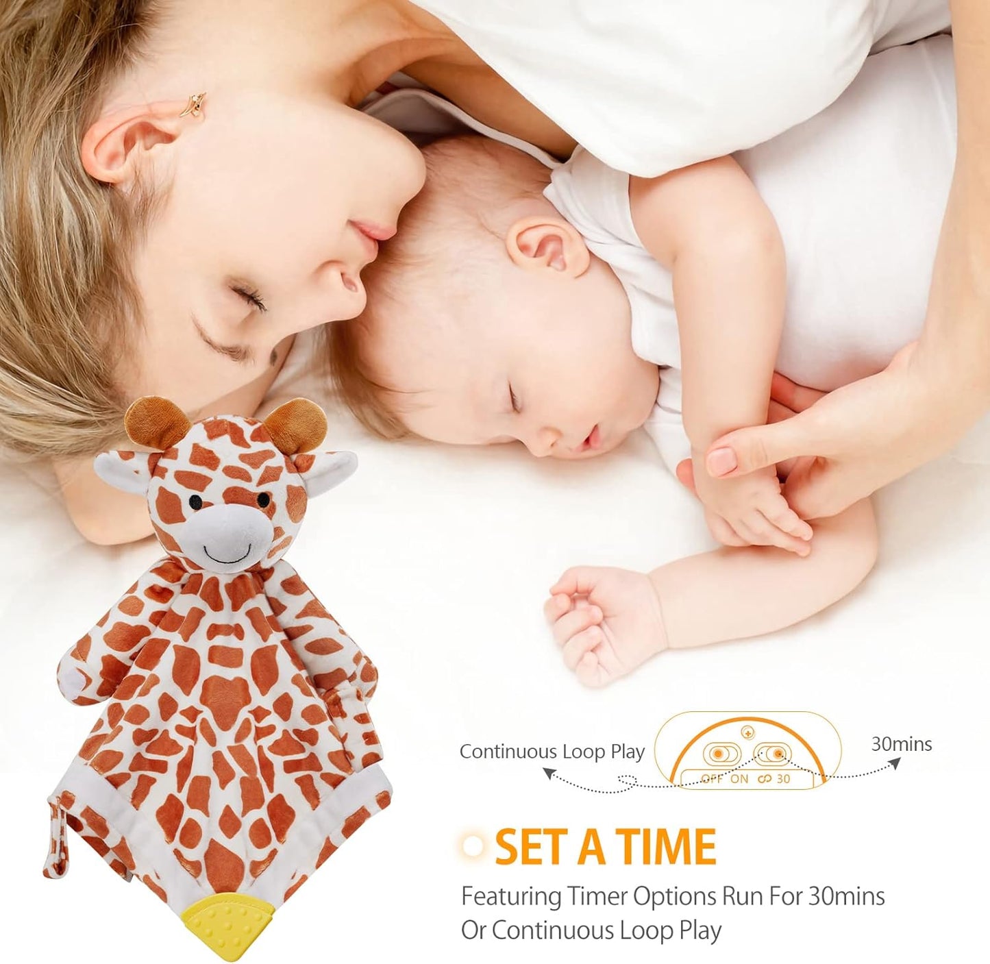 BEREST Unicorn Baby Sleep Soother 4-in-1 Sound Machine with Heartbeat & White Noise|Security Blanket & Pacifier Holder|Soothing Plush Toy for Newborns|Perfect Baby Registry Essential