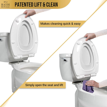 BATH ROYALE Potty Training Seat - Soft Close, Kingsport BR721-00, Elongated White, Adult & Child Combo