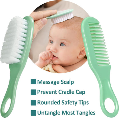 Baby Grooming Kit, Infant Safety Care Set with Hair Brush Comb Nail Clipper Nasal Aspirator,Baby Essentials Kit for Newborn Girls Boys (Grey White)