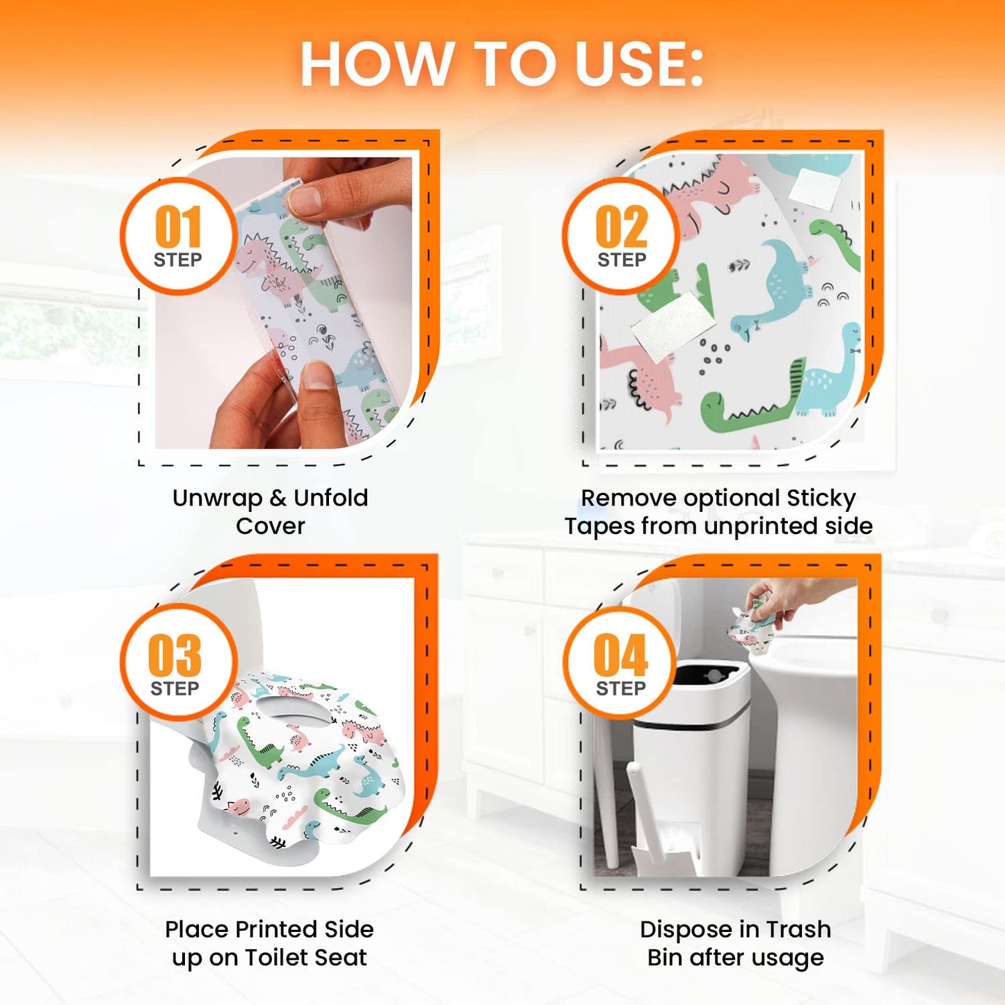 20 Extra Large Toilet Seat Covers Disposable for Kids & Adults-Toilet Covers Disposable for travel-Toddler Toilet Seat Cover Liners for Potty Training-Individually Wrapped-Waterproof (Bees)