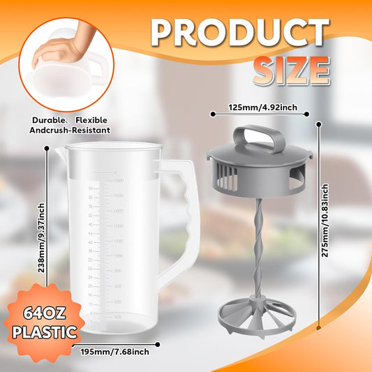 2QT/64oz Vortex Mixing Pitcher with Detachable Plunger & Leak-Proof Lid – BPA-Free, Dishwasher-Safe Pitcher for Juice, Shakes, Formula & More (1 Pack)