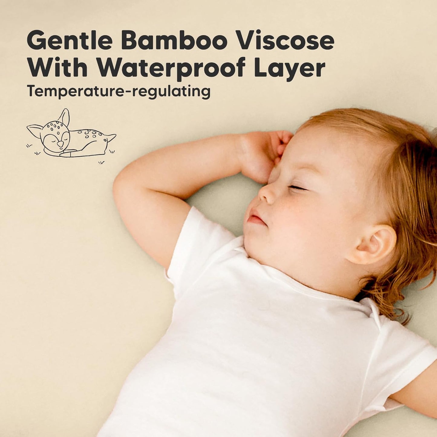 2-Pack Waterproof Pack and Play Sheets, Mini Crib Sheets Fitted for Boy, Girl - 38 x 26 Viscose from Bamboo Pack N Play Mattress Sheets for Graco, Toddler Playard Baby Crib Sheets Neutral (Blue Flax) - Colors B