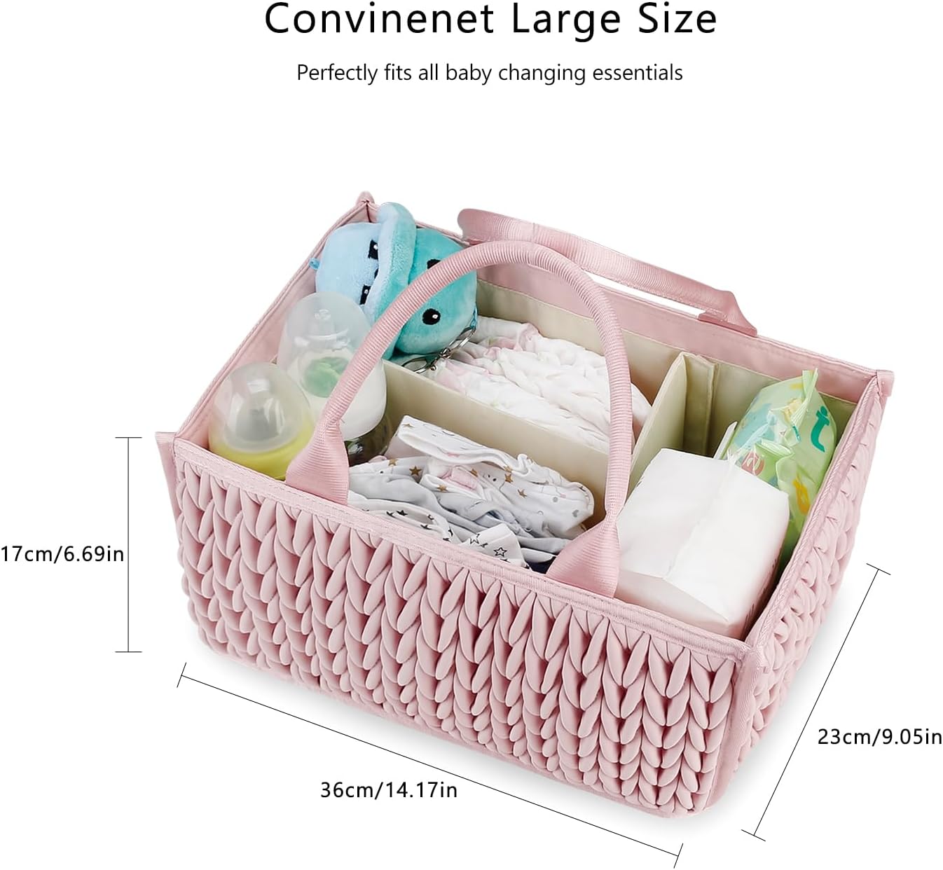 MOMIGO Baby Diaper Caddy Organizer - Fahion Mahua Water-resistent Nursery Storage Basket for Diapers and Baby Wipes, Diaper Stacker Car Organizer, newborn nursery Gift (Green)