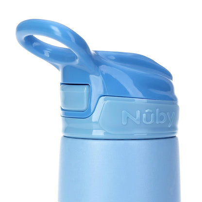 Nuby Thirsty Kids No Spill Flip-It Reflex Stainless Steel Travel Cup or Water Bottle - 10 Oz - 18+ Months - Pink - Back to School Essentials
