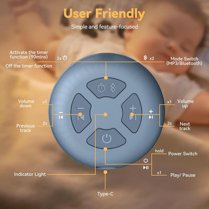 Portable Sound Machine for Baby | White Noise | 12 Soothing Sounds | Noise Canceling for Travel, Office, Nursery | Baby Shower | Registry Gift | Sleep Soother for Babies Kids Adults | Putty