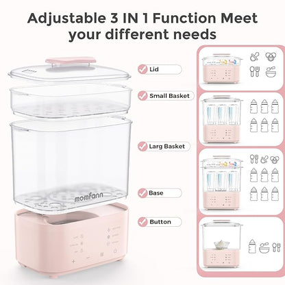Bottle Sterilizer and Dryer, Compact Electric Steam Baby Bottle Sterilizer丨Esterilizador de Biberones for Baby Bottles, Pacifiers, and Pump Parts, Large Capacity