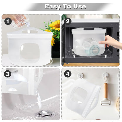 2L Silicone Microwave Steam Sterilizer Bag for Baby Bottles, Reusable Sterilizing Bag for Breast Pump Accessories, Pacifiers and Teethers, Great for Home and On-The-Go