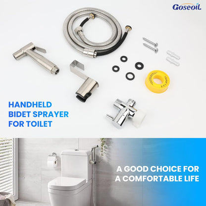 Handheld Toilet Bidet Sprayer for Toilet-Adjustable Water Pressure Control with Bidet Hose for Feminine Wash Set, Stainless Steel Brushed Nickel Cloth Diaper for Baby Wash