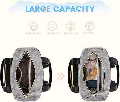 LOVEVOOK Diaper Bag Backpack, Large Capacity Portable Baby Bag with Foldable Diaper Changing Pad, Waterproof Baby Diaper Bags Gift for Mon Dad, Slate Ebony