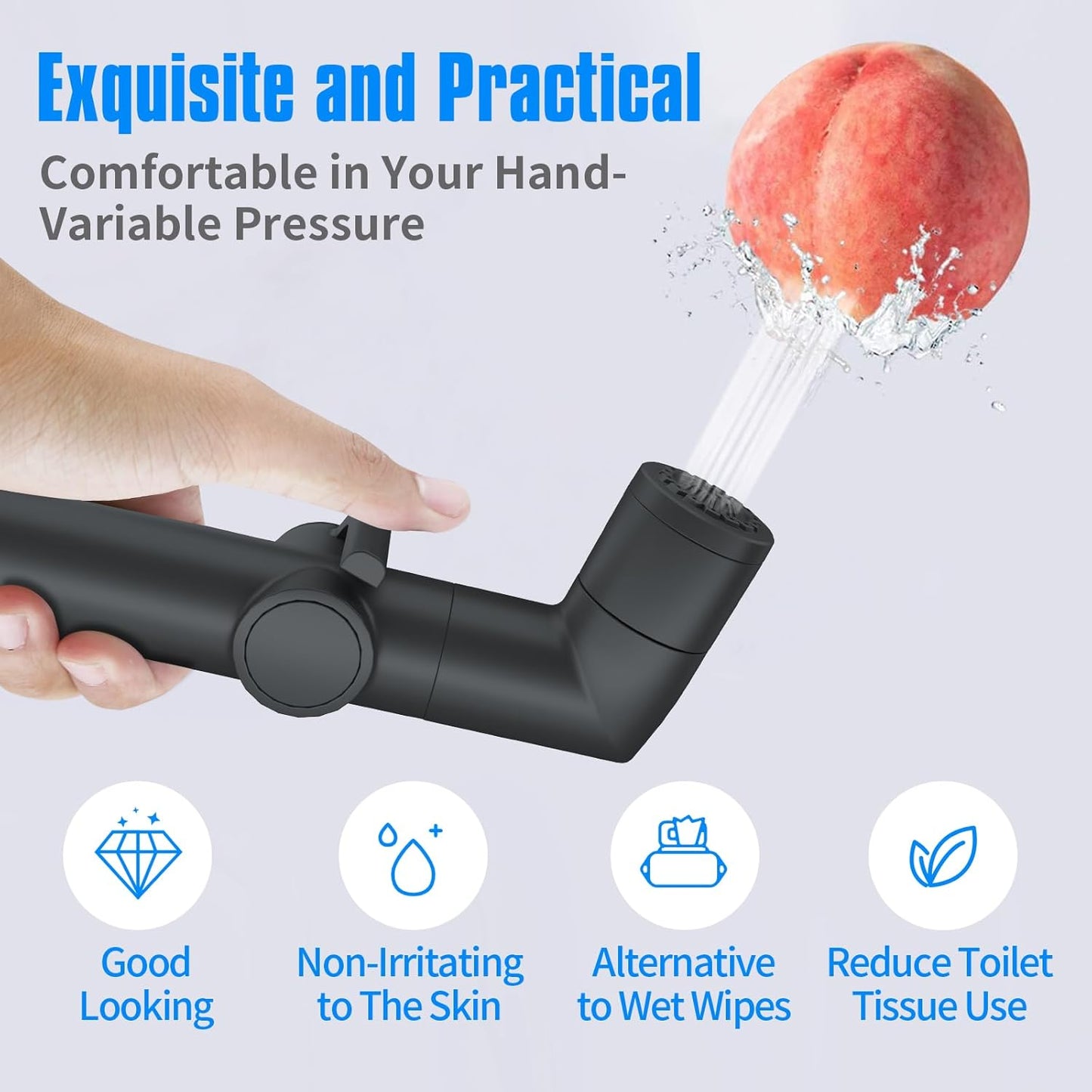 JONKEAN Muslim Shower, Water Pressure Control Toilet Bidet Sprayer, Multi-Function Diaper Sprayer for Toilet, Hand Held Bidet Set Sprayer with Hose, Bracket and T-Valve (Chrome)