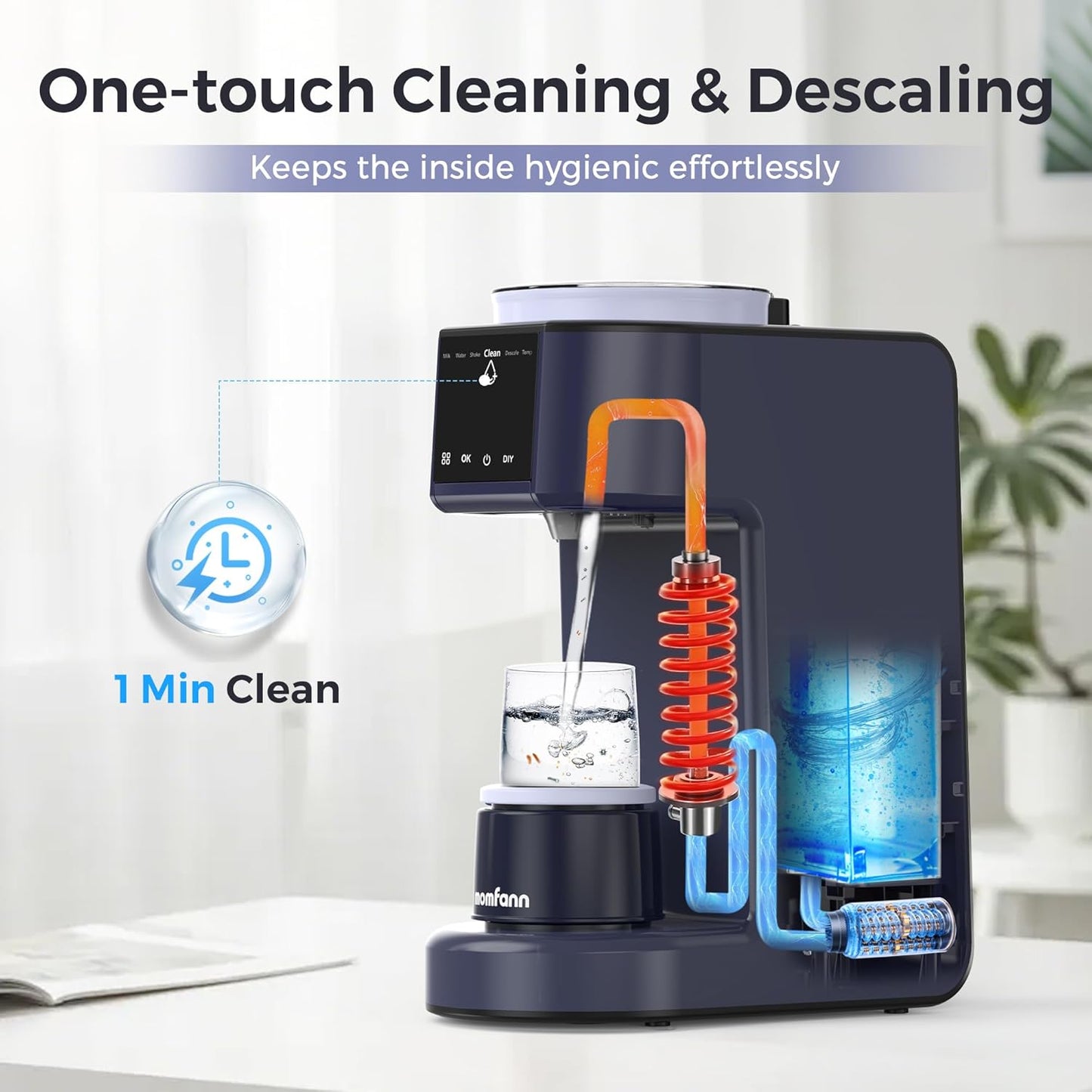 MOMFANN Automatic Baby Formula Maker – Fast Formula Dispenser for Instantly Mixing Warm Bottles with Precise Powder & Water Ratio, 3 Temp Settings, One-Touch Clean, Fits Most Bottles & Formula Brands