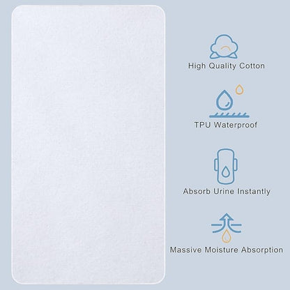 Flannel Crib Protector Pad，100％ Waterproof Mattress Protector Pad, One Size, 34" X 36"