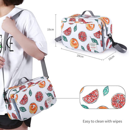 GOGOSO Baby Stroller Organizer Bag with Insulated Pocket, Universal Fit Most Strollers, Space for Diapers, Wipes & Toys, Flowers
