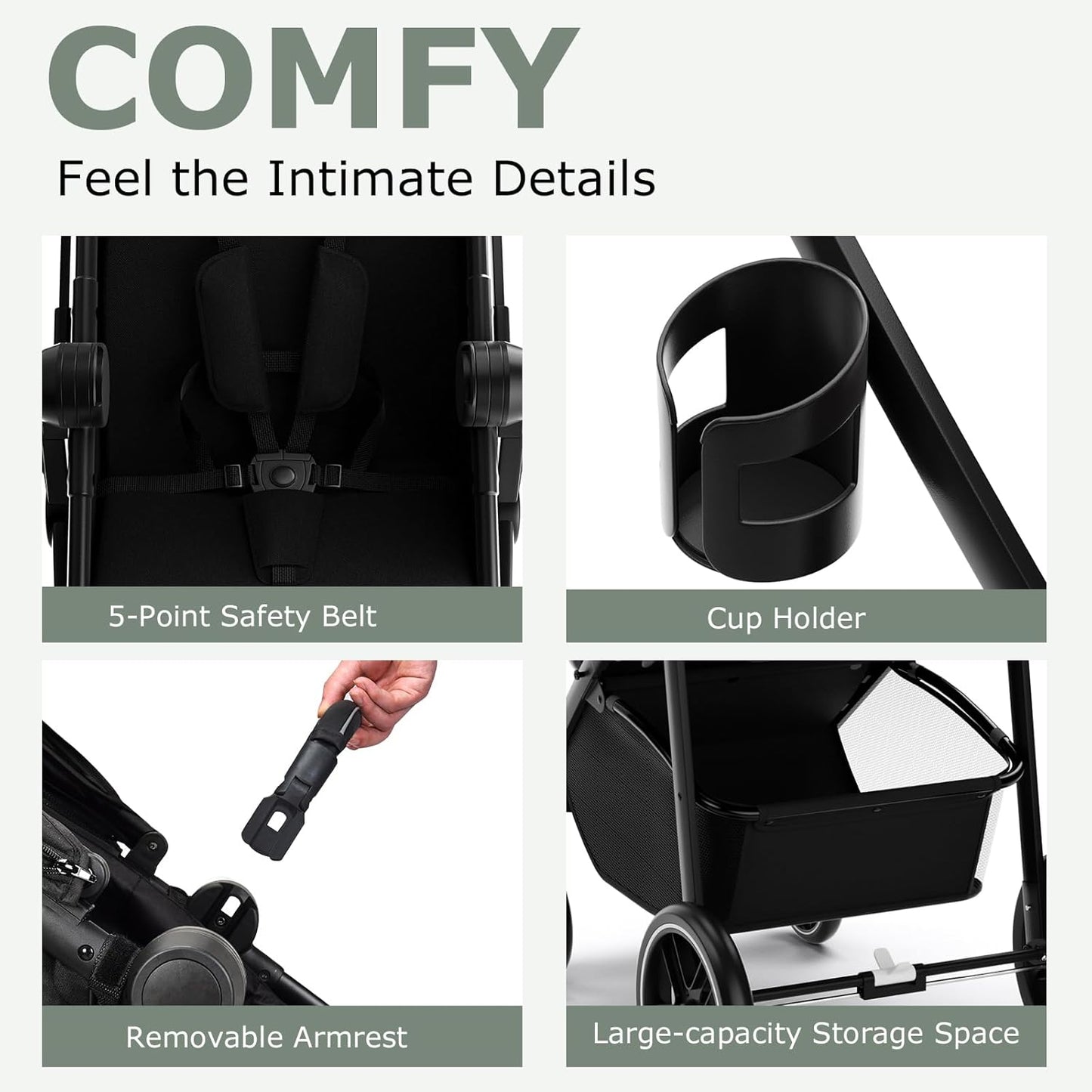 INFANS 2 in 1 Baby Stroller, High Landscape Infant Stroller & Reversible Bassinet Pram, Foldable Pushchair with Adjustable Canopy, Storage Basket, Cup Holder, Suspension Wheels (Black)