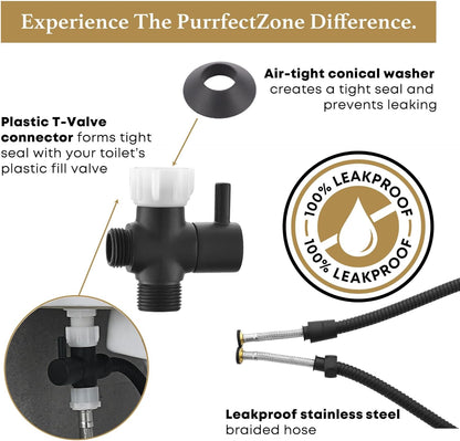Purrfectzone Bidet Sprayer for Toilet, Handheld Sprayer Kit, Cloth Diaper Sprayer Set - Easy to Install - Stainless Steel