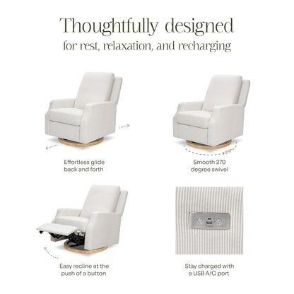 Namesake Crewe Glider Recliner Nursery Chair - GREENGUARD Gold & Certi-PUR US Certified Rocker Recliner - Glider Rocking Chair for Nursery & Living Room - Manual, 360° Swivel, Tan Gingham