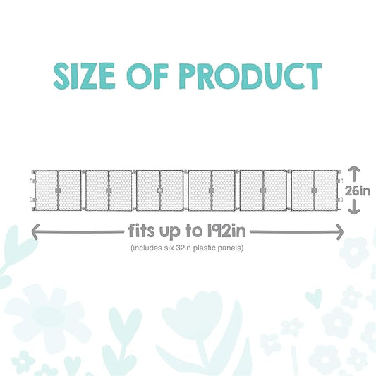 Regalo Safety 192" Super Wide Baby Gate & Play Yard, 2-in-1 Adjustable Playpen for Babies, Toddlers & Pets, Includes Wall Mount Kit, Plastic, Gray
