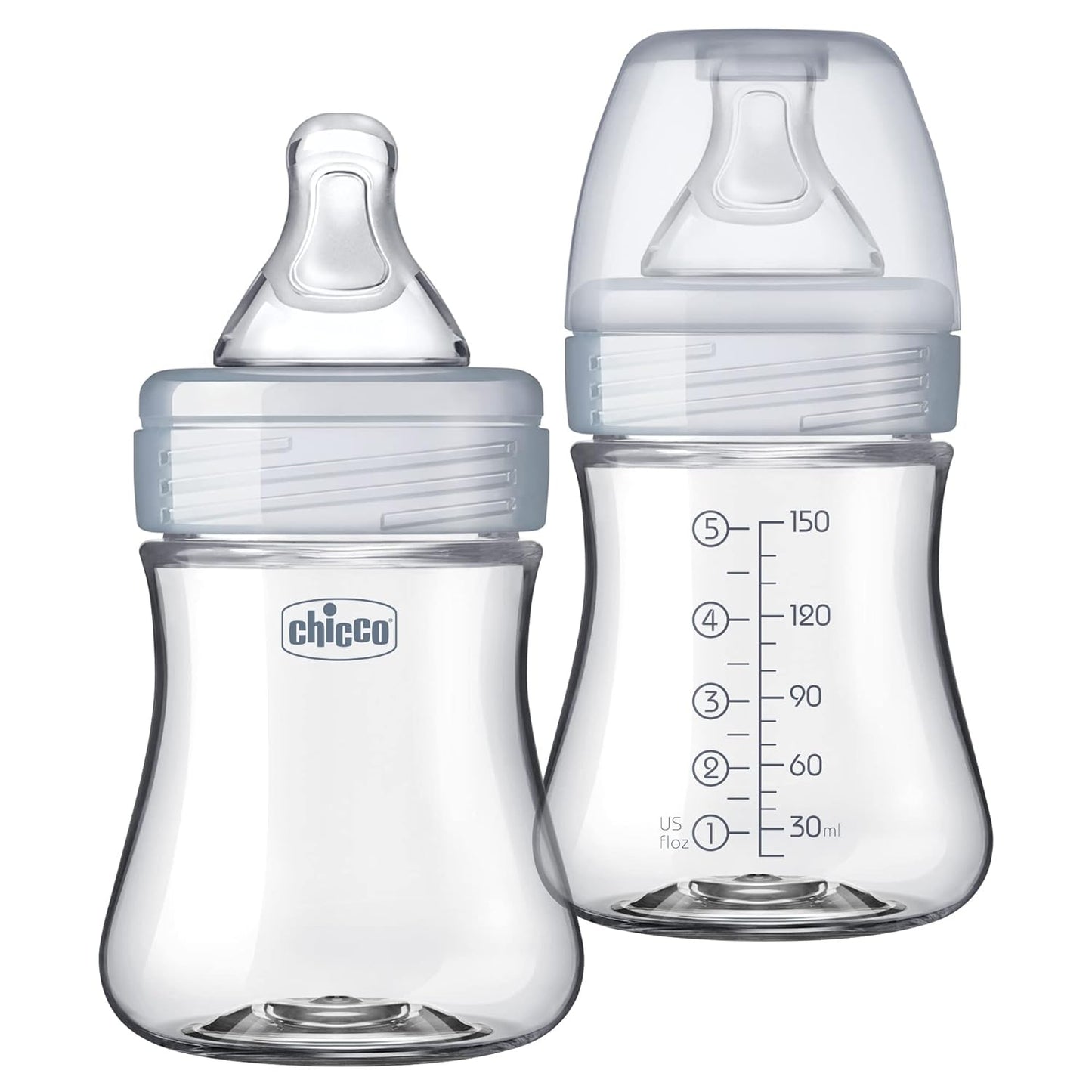Chicco Duo 9oz Hybrid Baby Bottle, Real Glass Inside, Lightweight Plastic Outside, Patented Invinci-Glass Technology, Intui-Latch Nipple, 2-Pack, Clear/Pink