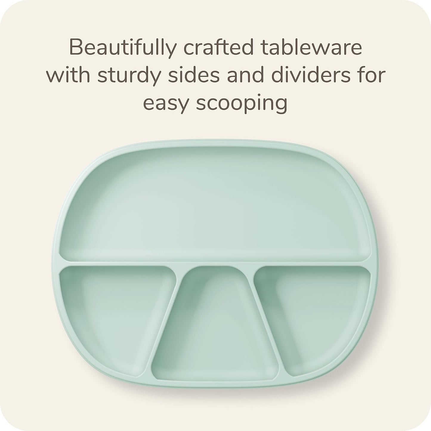 NUK Silicone Baby Tableware Bundle, Includes 1 Plate, 1 Bowl, 1 Cup, & 1 Spoon, Durable Suction Feature Helps Reduce Spills, Microwave-Safe, BPA-Free