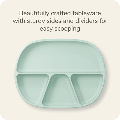 NUK Silicone Baby Tableware Bundle, Includes 1 Plate, 1 Bowl, 1 Cup, & 1 Spoon, Durable Suction Feature Helps Reduce Spills, Microwave-Safe, BPA-Free